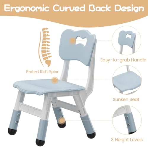 TackView Chairs Set of 2,3-Stage Height-Adjustable Plastic Kids Chairs for Children Ages 2-6, Ideal for Home, School & Playroom (Light Grey) by Tackview - Image 6