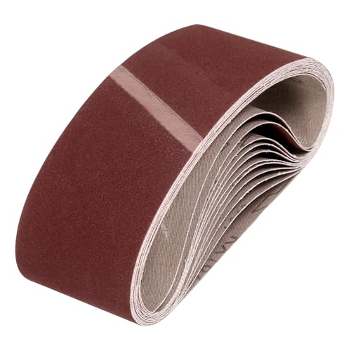 sourcing map 100mm x 610mm Sanding Belts, 12 Pcs 240 Grits Aluminum Oxide Abrasive Belt Sander File Belt for Woodworking, Metal Polishing, Knife Sharpener