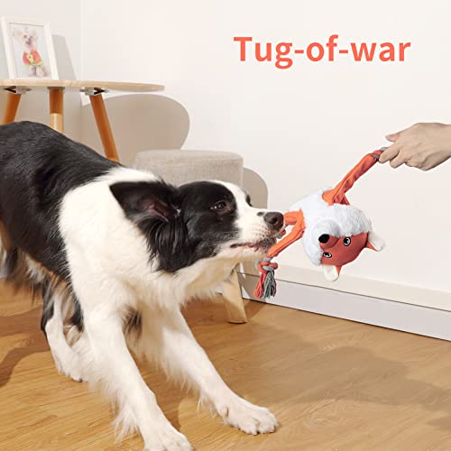 Lalfpet Stuffingless Squeaky Dog Toys,Plush Fox Dog Toy With Crinkle Paper, Crinkle Dog Toy With Rope Legs,No Stuffing Dog Chew Toys For Small Medium Dogs,Tug-Of-War Dog Toy,Orange (Pto_0X6X2Des) #TOP5