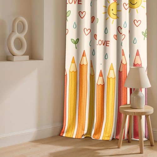 Image of Ultimate Trends Light Filtering Kids Curtain | Fairy, Dragon Castle, Safari & Jungle Animal Prints | for Kids Room Doors and Window | 7 FEET Pack of 2 |Rainbow Joy