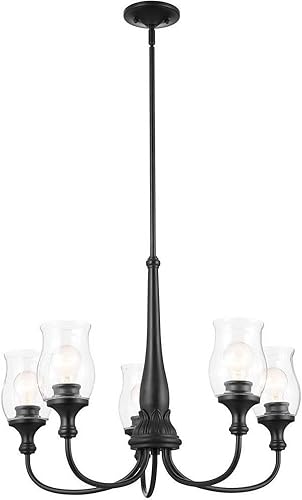 Kichler Melis 26.5 Inch 5 Light Chandelier with Clear Glass in Black