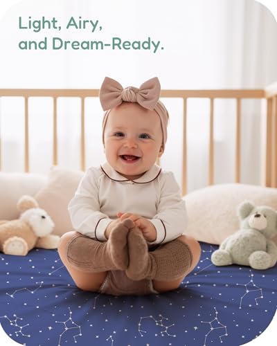 Image of Crib Sheets 2 Pack, Fitted Crib Sheet for Standard Crib Mattress 28x52x9, Ultra Soft Jersey Knit, Breathable Stretchy Deep Pocket, Snug Fit Stays Put, Baby Crib Mattress Sheet