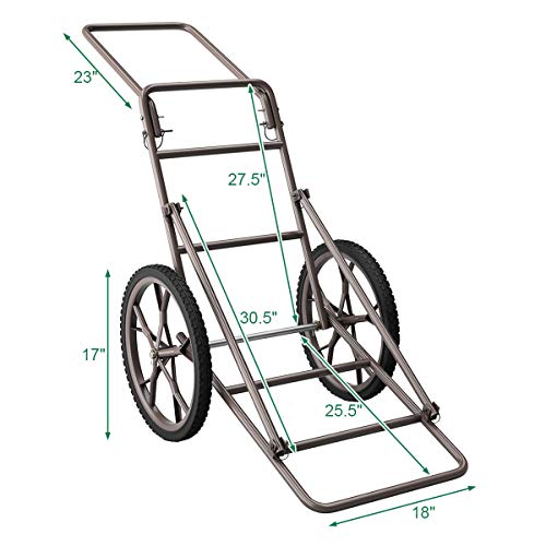 GYMAX Folding Deer Cart, 500 lbs Heavy Duty Game Cart with 17" Rubber Wheels, Utility Gear Dolly Cart for Game