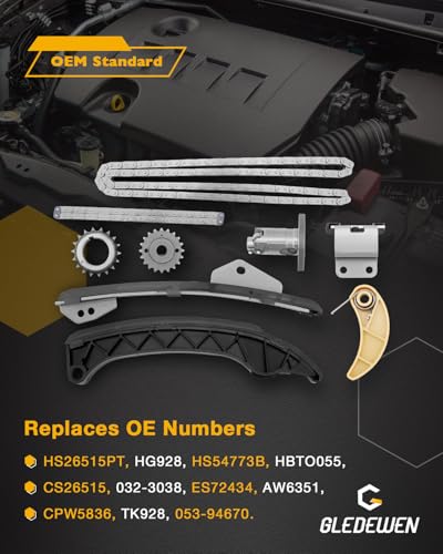 Image of Head Gasket Set 1.8 L, Timing Chain Kit, Fit for 09-16 Toyota Corolla | Compatible with 08-14 Toyota Scion xD, 09-14 Toyota Matrix, w / Water Pump, MLS Engine Gasket, Cylinder Head, HS26515PT