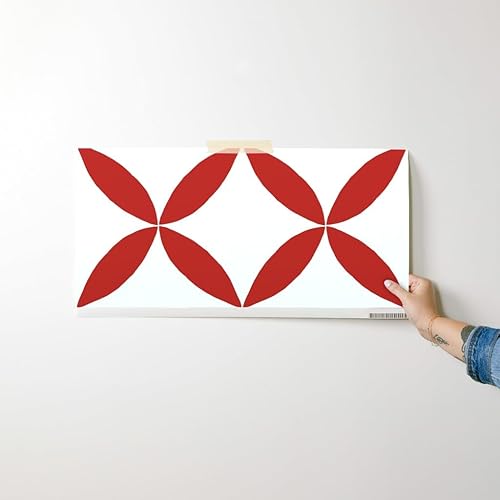 Miniatura 10 de Removable Wallpaper 12ft x 2ft - Red Geometric Circle White Petals Minimalist Floral Large Scale Mid Mod Four Petal Scandi Farmhouse Custom