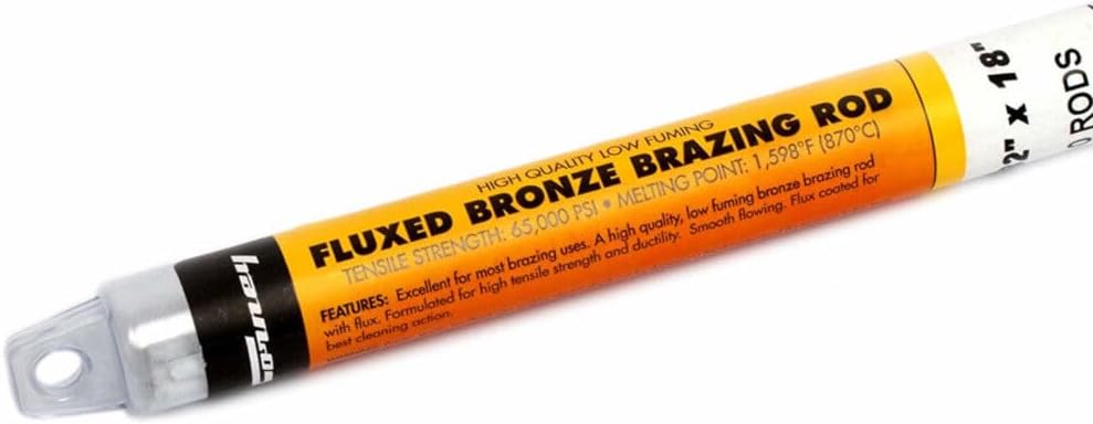 Forney 48490 Flux Coated Bronze Brazing Rod, 3/32-Inch-by-18-Inch, 10-Rods