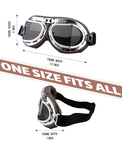 CRG Sports Motorcycle Goggle Aviator Pilot Style Cruiser Scooter Motocross Goggles for Man, Woman, Adult - Thumbnail 5