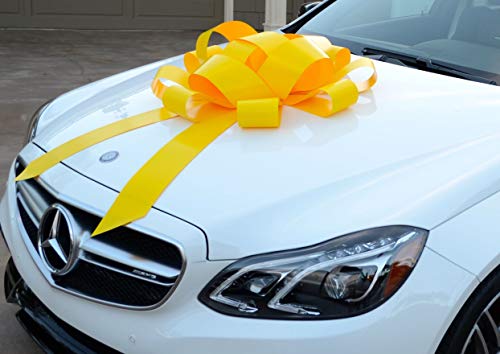 CarBowz Big Yellow Car Bow, Giant 30" Bow, Non Scratch Magnet, Weather Resistant Vinyl
