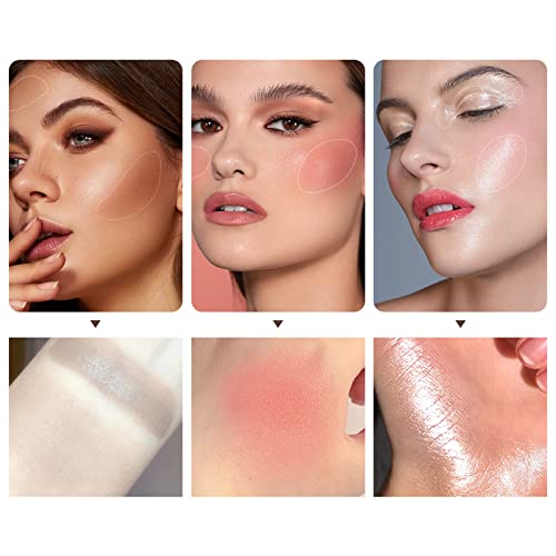 3 Pack Liquid Contour & Highlighter & Blush Cosmetics Stick Trio, Waterproof Long Lasting Face Bronzer Contouring Illuminator Highlighter Stick, Cream Blush Stick For Cheeks & Lips #TOP5