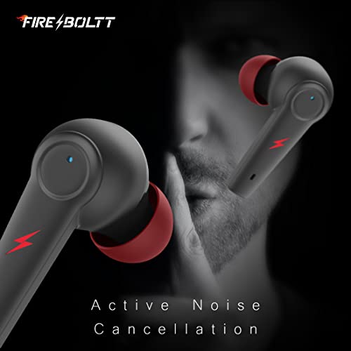 Image of Fireboltt Fire Pods Vega 811 TWS earbuds with captivating RGB lights, Bluetooth 5.3, Gaming Mode, Quad Mic ENC, and voice assistance (Black Red)