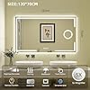 Specchio Da Bagno LED FITLAND 91,4x71,1 Cm - Antiappannamento, Dimmerabile, Temperatura Colore Regolabile 3000-6000K, IP44, Memoria