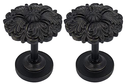MERIVILLE Set of 2 Fleur Window Drapery Medallion Holdbacks, Curtain Tiebacks, Wall Hook, Tassel Holder, Burnt Gold