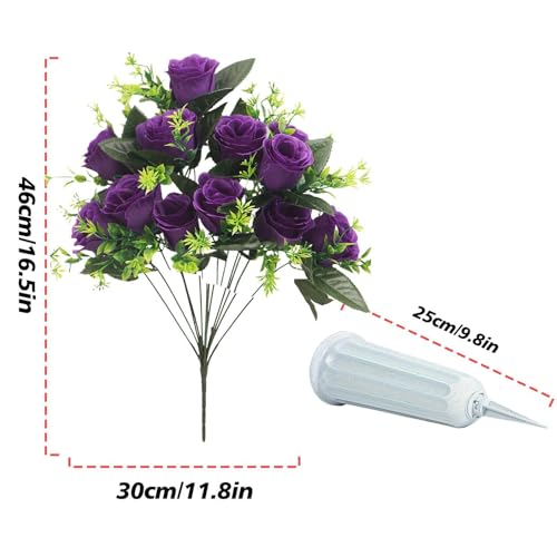 Flores de tumba artificiales sin mantenimiento para cementerio y césped exterior 6