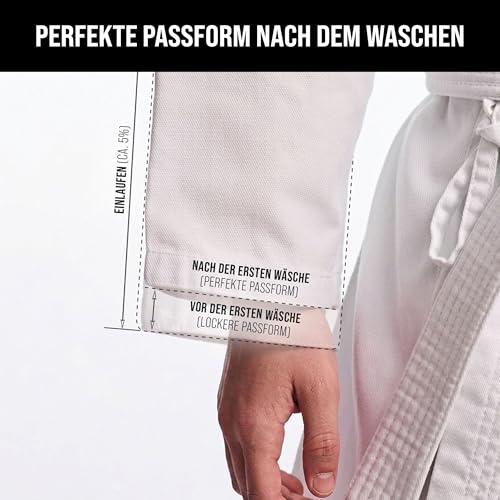 IPPONGEAR Club 2 Karate Gi Set Einsteiger Karateanzug Kinder Anzug inkl weißem Gürtel (Größe 130, Schnürbund, 220gr/m² (8 oz) Stoffdichte) weiß