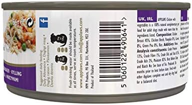 Applaws 100% Natural Wet Dog Food Chicken Breast with Vegetables in Broth (Pack of 12 x 156g Tins)