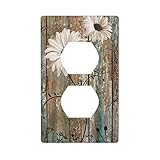 Rustic Daisy Flower Decorative Outlet Cover Wall Plate Single Duplex Receptacle Cover 1 Gang Switch