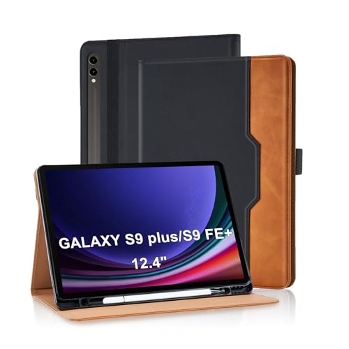 Varohix Case for Samsung Galaxy Tab S10+ Plus 2024 / S9 FE+ Plus/ S9+ Plus 12.4 Inch 2023 Magnetic Multi-Angle Leather Folio Stand Shell Folio with Card Holder Galaxy Tab S9+/S9 FE+,Black