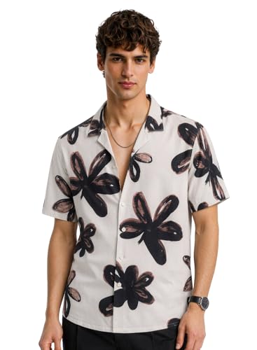 Chemise en coton nylon imprimé casual au col cubain raffiné