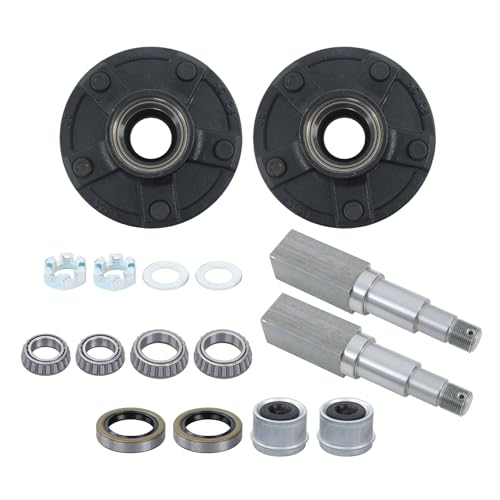 Silscvtt 2 Sets 5 on 5.5in Trailer Hub Kit and 8.25in Square 84 Spindle Replacement for 3500 Lbs