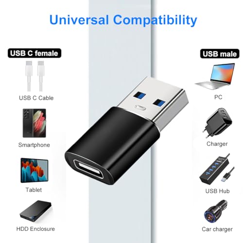 USB auf USB C Adapter 4 Stück, USB C Buchse auf USB 3.0 Stecker Adapter x2, USB A Buchse auf USB C Stecker Adapter x2, Kompatibel mit MacBook iPhone 17/16/15 iPad Samsung Galaxy S25 S24 A56 A16 Laptop