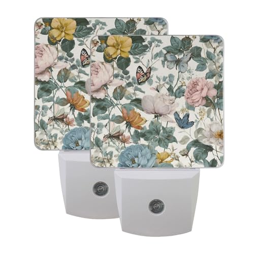 Lámpara de noche con sensor automático y diseño floral