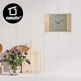 Natuhr Zegar stołowy zegar ścienny dzika końcówka drewno dąb jasny kamień łupek cichy mechanizm kwarcowy (szary/dąb nieobrobiony - kwarc)