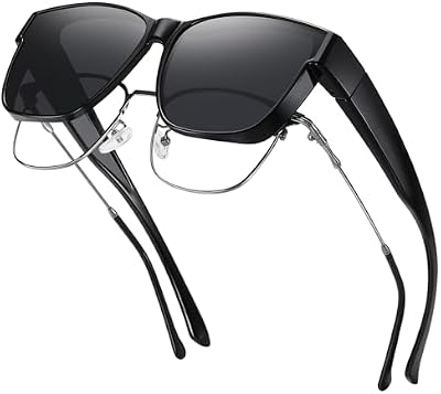 GEGURI Polarized Sunglasses Fit Over Glasses for Men Women, Oversized Square Sun Glasses UV400 Prote...