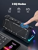 RIENOK Głośnik Bluetooth 30 W, przenośny, z trybem EQ, USB Audio, wodoodporny IPX7, bezprzewodowy głośnik basowy ze światłem LED, 24 godziny odtwarzania