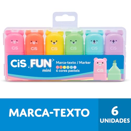 Marca Texto Fun Mini CIS - Estojo com 6 cores Pastel