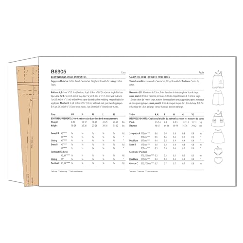 Butterick B6905YA5 robe bébé patron multi-taille ajustable - 3