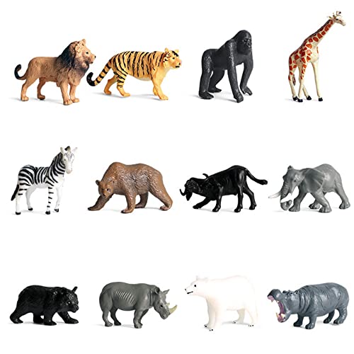 12 stücke Vinyl Kunststoff Tierfiguren Set, Safari Tiere Tierfiguren, Tierfiguren Sammlung,für die Erziehung von Kindern über Wilde Tiere