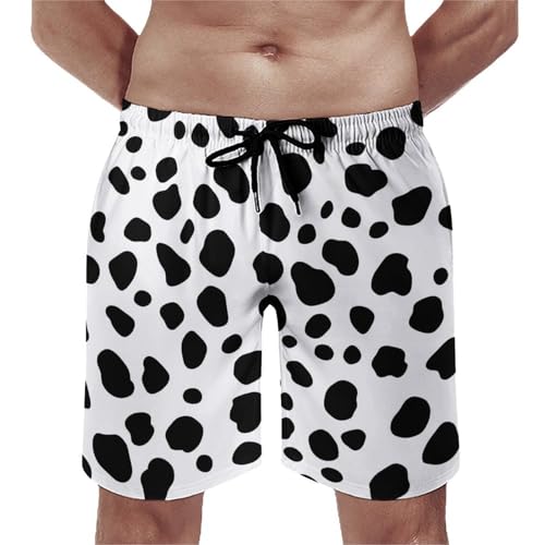 Dalmatian White And Black Pattern Beach Shorts for Men Swim Trunks Quick Dry Bathing Suit Drawstring Hawaiian Short4