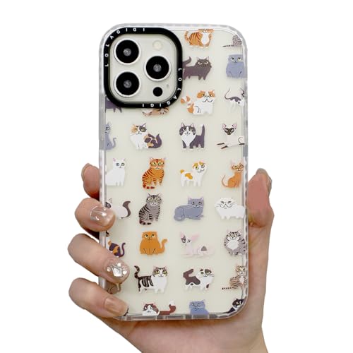 LOLAGIGI for iPhone 16 Case for Women, Cute Pet Cat Cartoon Art Animal Print Girly Design Kawaii Aesthetic Cartoon Pattern for Girls Teens Soft TPU Phone Case (6.1")