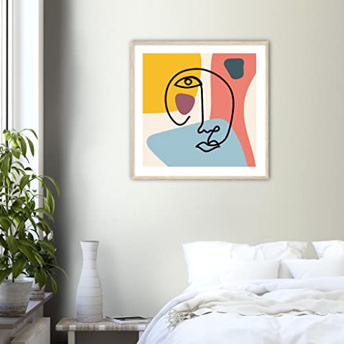 Art mural abstrait pour salon contemporain tableau visage 70 cm