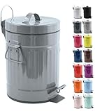 Schicker Papierkorb mit leicht zu bedienender Tretmechanik mit rutschfest beschichtetem Pedal - Deckel öffnet sich sofort, ohne dass Sie die Hände benutzen müssen - Besonders in der Küche praktisch