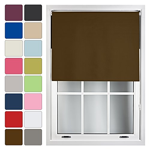 FURNISHED Blackout Roller Blinds for Windows Custom Made to Measure - Black Out Thermal Fabric Durable Fittings Easy Fit - Roller Blind, Brown, Up To 60cm