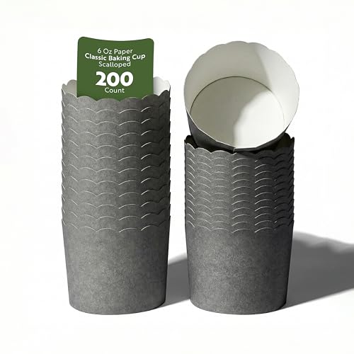 Restaurantware Baking Cups 200 Pack of 6 oz Paper Cupcake Liners Greaseproof Scalloped Oven-Safe Elegant Dessert Muffin Cups Disposable for Parties by Restaurantware - Used condition - US$21.73