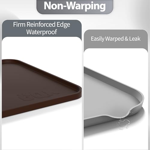 GQK Silicone Dog & Cat Food Mat with Raised Edge, 24"x16" Extra Thick Waterproof Non-Slip Pet Feeding for Food and Water Bowls, Spill Proof Mat to Protect Floors, BPA Free Dishwasher-Safe,Brown by GQK - Image 5
