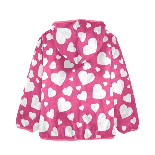 OTVEE Valentine Hearts on Pink Kids Hoodie Jacket Fall Spring Full Zip Warm Outwear Coat2