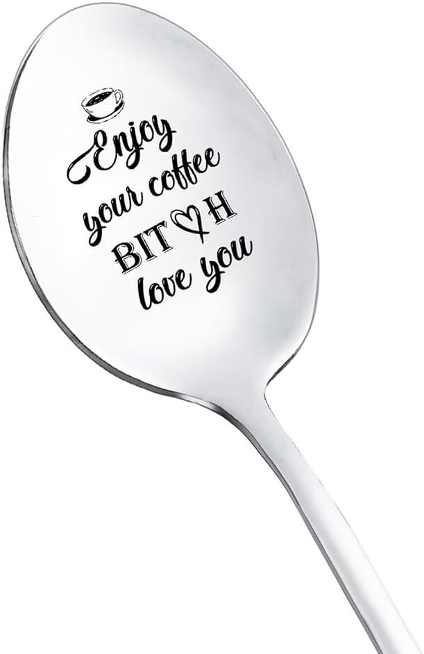 BFF Bestie Spoon Gifts for Women Girls Enjoy Your Coffee Bitch Love You Spoons Gift for Best Friend Friendship Gifts for Women Friends Coffee Lover Gifts for Sister Besties