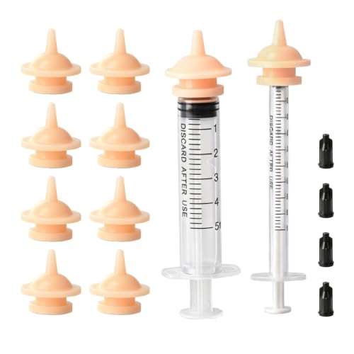 Trovabylske Pet Feeding Syringes with Nipples, 10pack Mini Pet Feeding Nipples and 2 Syringes Tools (5ml/10ml), for Small Cat Dog Animals,Newborn Kittens, Puppies, Rabbits, Small Animals, Squirrel