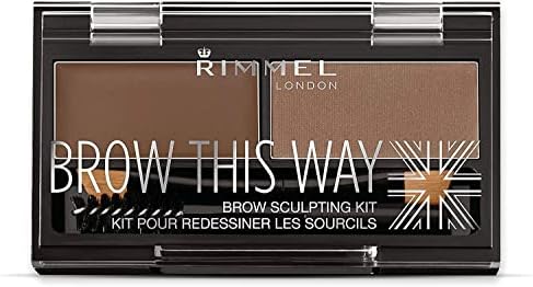 Rimmel Brow This Way Sculpting Kit, Medium Brown, Powder 0.04 Ounce, Wax 0.03 Ounce