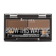 Rimmel Brow This Way Sculpting Kit, Medium Brown, Powder 0.04 Ounce, Wax 0.03 Ounce