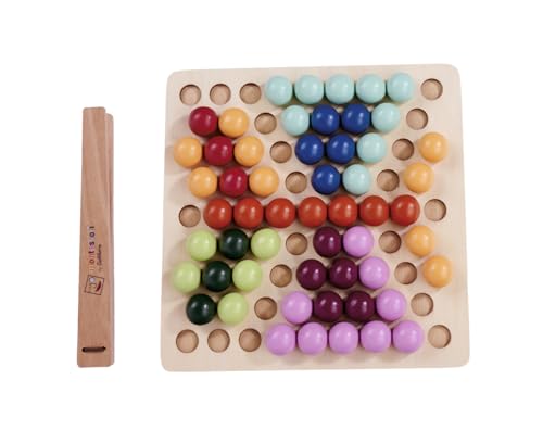 Eichhorn Montessori Perles de tri – Jeu éducatif, favorise la motricité Fine, la Concentration et l'association des Couleurs, en contreplaqué de Bouleau, de hêtre et de Tilleul certifié FSC, à partir