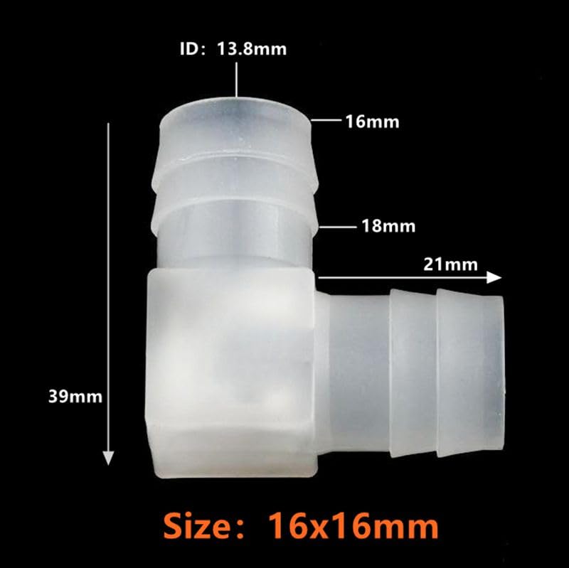 Raccordo per Tubo Flessibile, Connettore a Gomito a Pagoda in PP di qualità for irrigazione da Giardino e Acquario, Misure Multiple, Confezione 3-100 Pezzi(16 * 16mm,100Pieces)