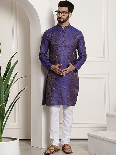 Image of SOJANYA (Since 1958 Men's Silk Blend self Design Kurta and Churidar Pyjama Set