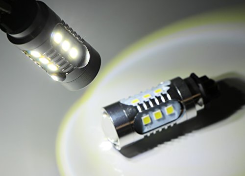 Ijdmtoy (2) Xenon White 15-Smd 360-Degree Shine Pw24W Pwy24W Led Bulbs Compatible With European Vehicles Front Turn Signal Lights Or Daytime Running Lights #TOP3