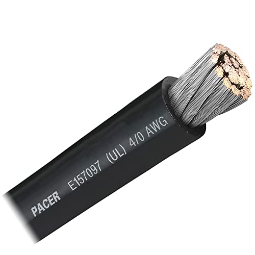SupplyMount WUL4/0BK-FT - Aftermarket Replacement Black 4/0 AWG Battery Cable - Sold by The Foot Compatible with Pacer