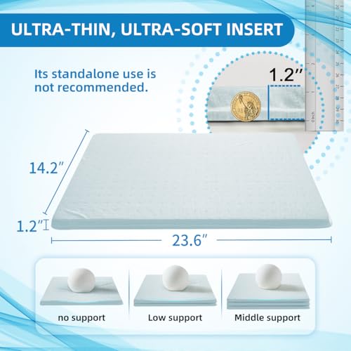 Image of Adjustable Memory Foam Pillow's One Layer to Raise Height | 1 Height 1.2'' Insert for Cervical Pillow, Memory Foam Piece, Ultra Thin Pillow for Stomach Sleeper, Blue, Ultra Soft