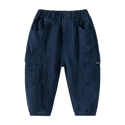 Toddler Boys' Solid Color Mid Elastic Waistband Leggings Work Pants with Pockets Everyday Casual Outfits 9 Months